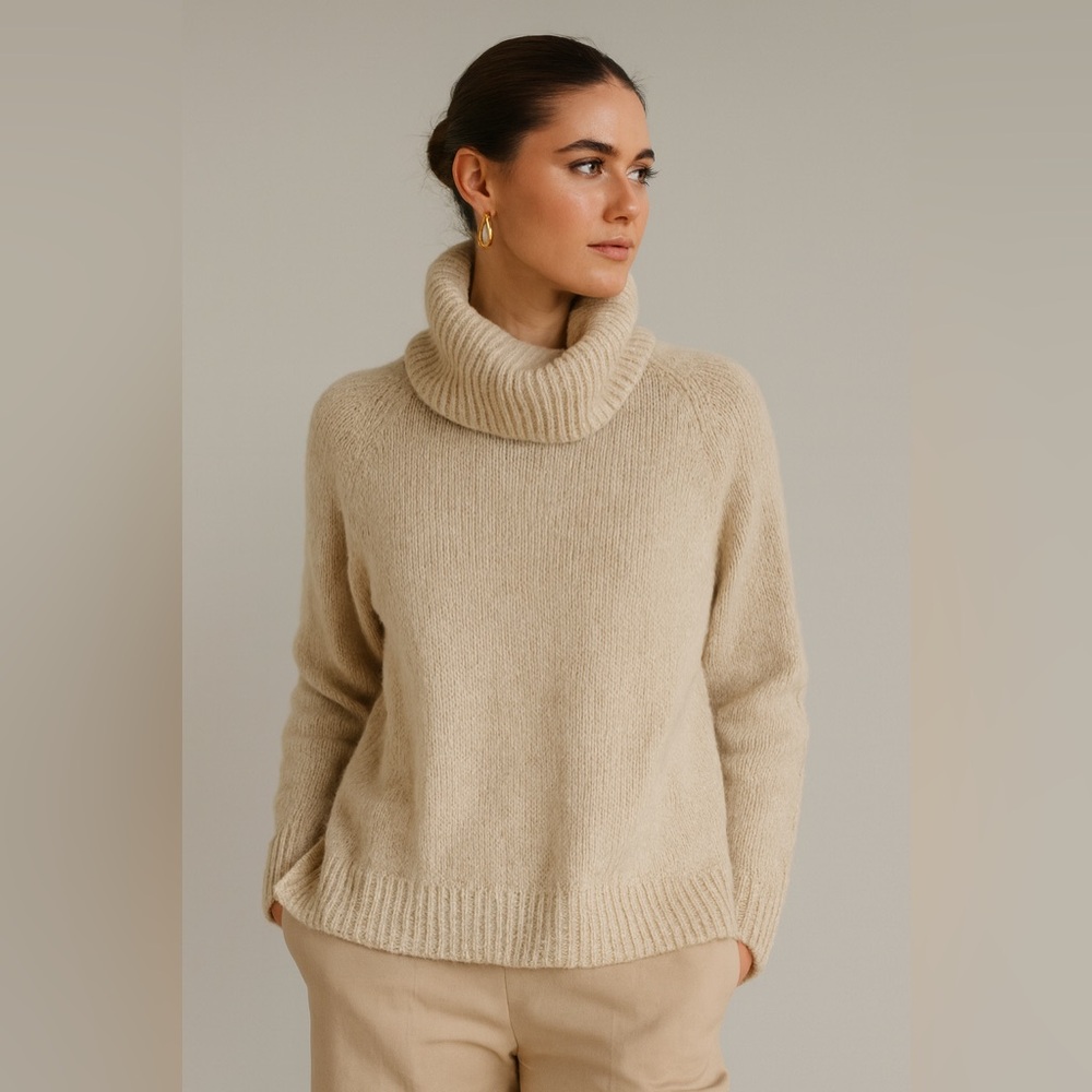 NEW CASLON Cream Soft Cozy cowl neck sweater XSp Extra Small Petite wool blend